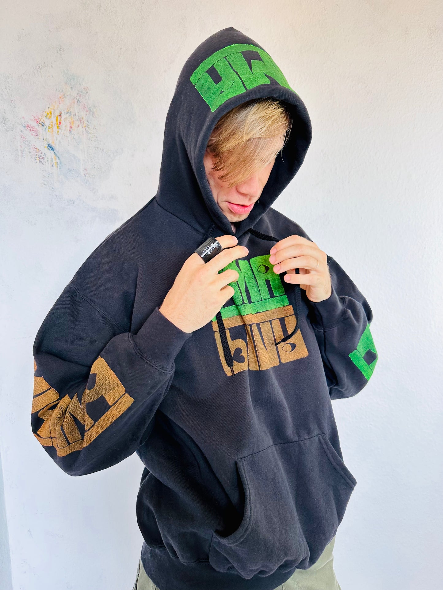 PIMAMIP UNIKAT GREEN - Handbedruckter Hoodie
