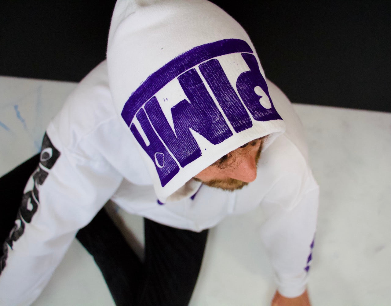 PIMAMIP UNIKAT PURPLE - Handbedruckter Hoodie