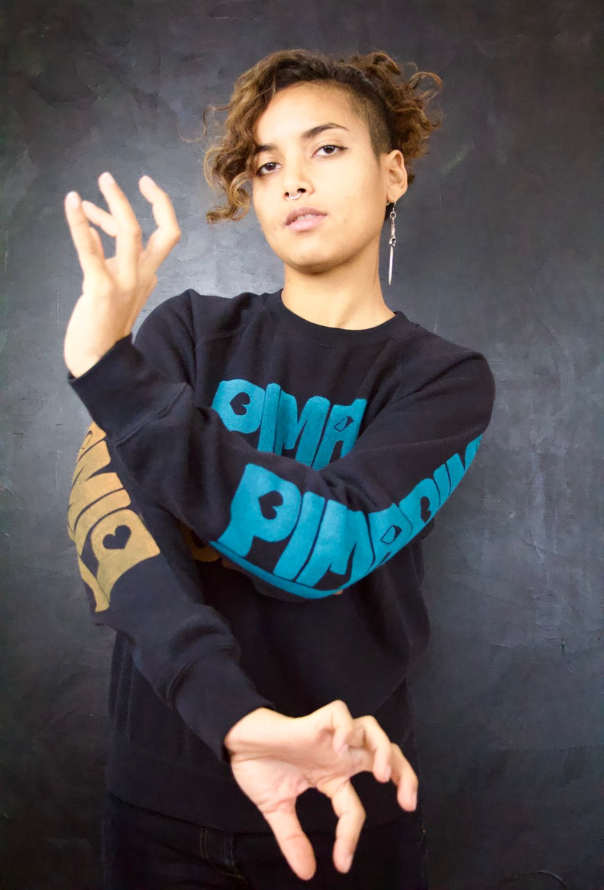 PIMAMIP UNIKAT BLUE - Handbedruckter Sweater