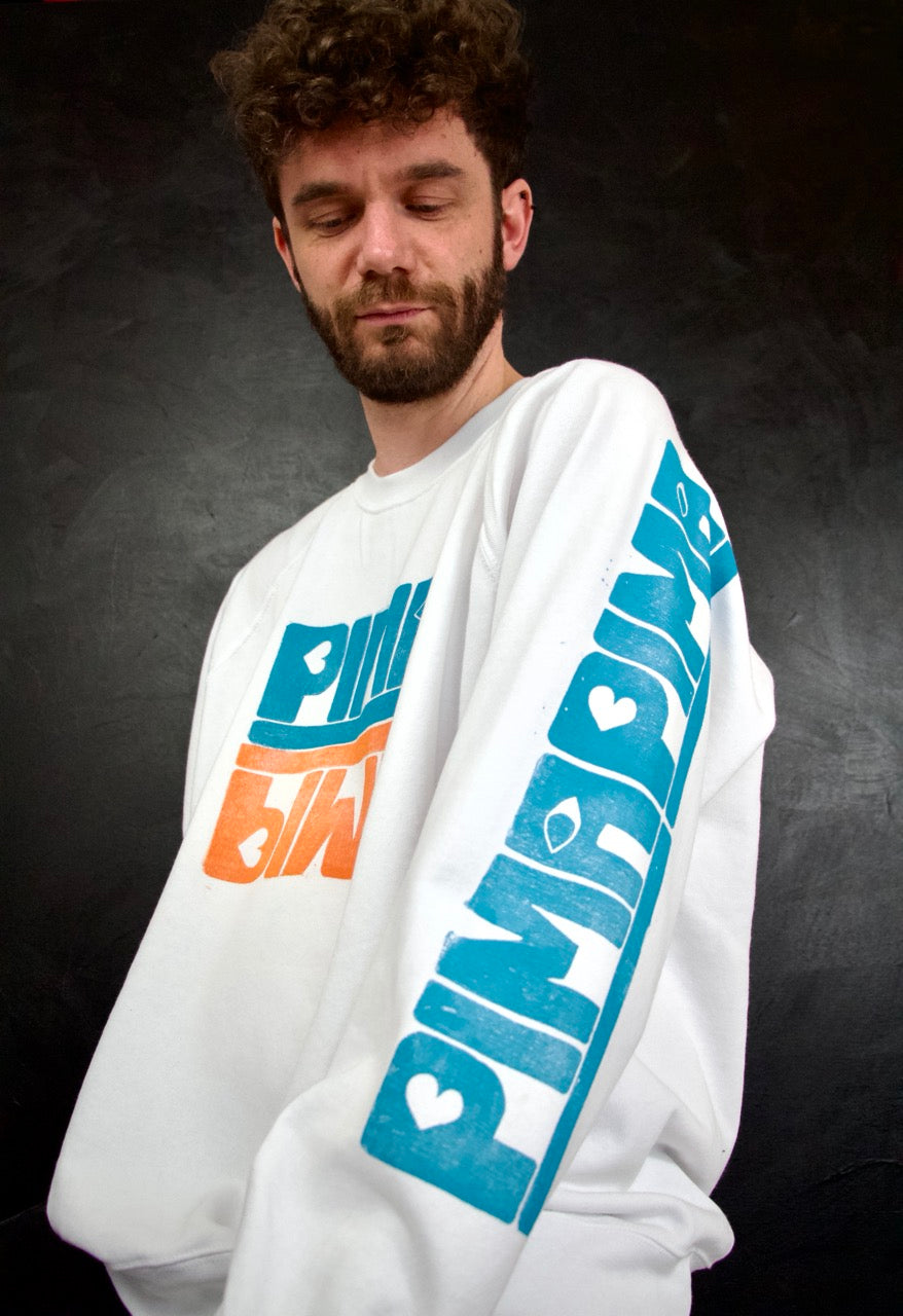 PIMAMIP UNIKAT ORANGE - Handbedruckter Sweater