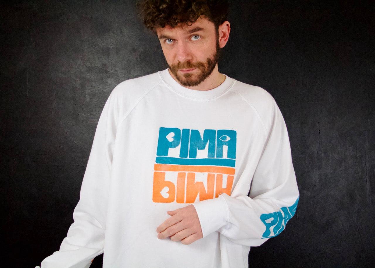 PIMAMIP UNIKAT ORANGE - Handbedruckter Sweater