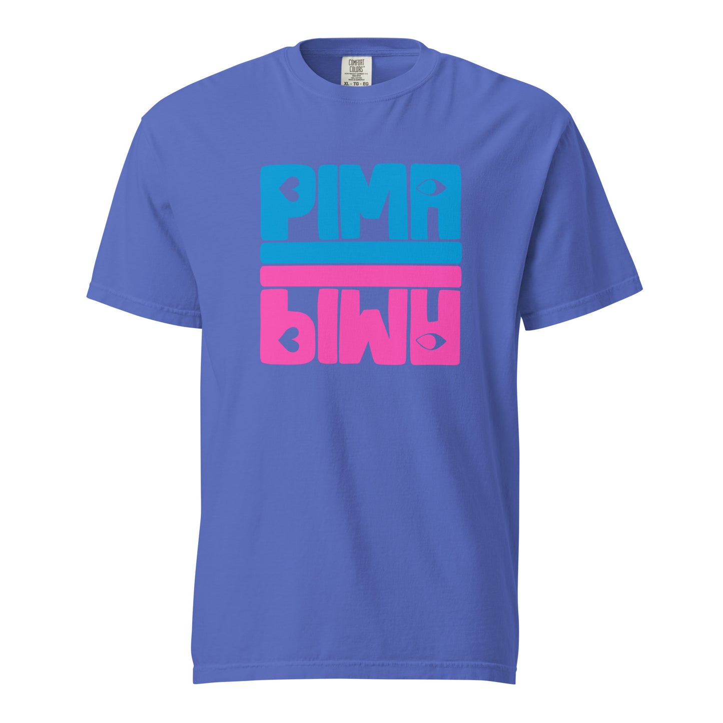 PIMA BLAU PINK -  Shirt mit Schrift