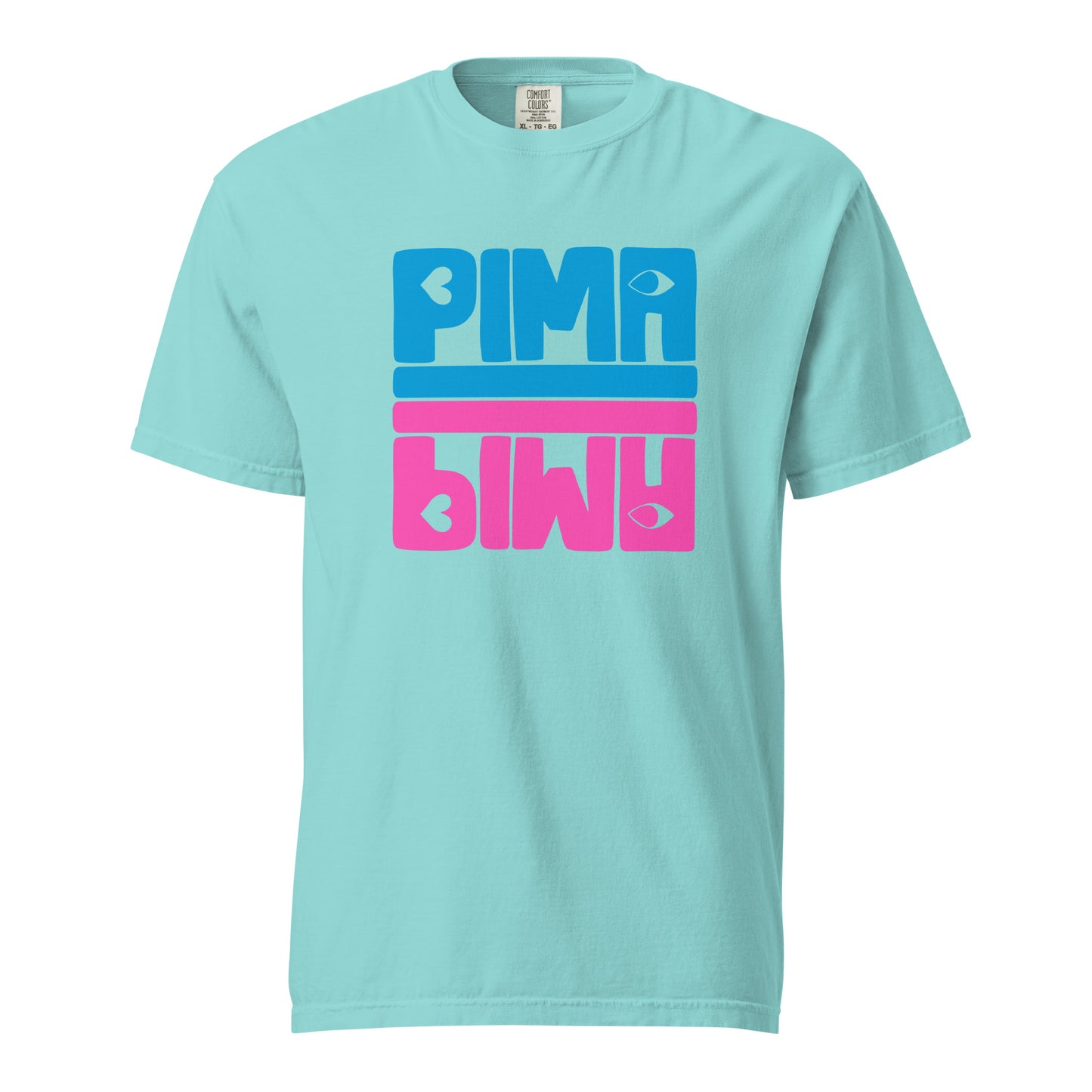 PIMA BLAU PINK -  Shirt mit Schrift