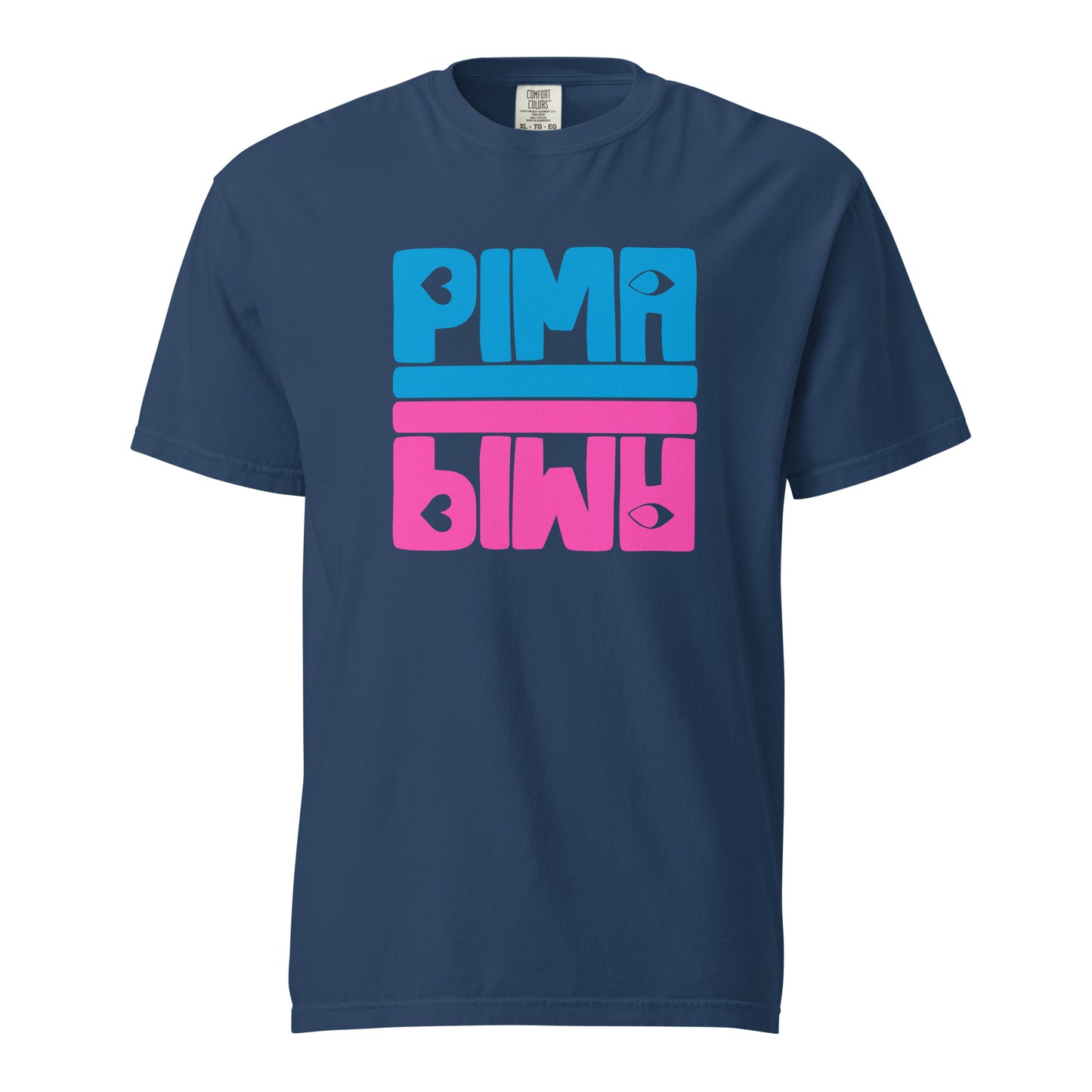 PIMA BLAU PINK -  Shirt mit Schrift