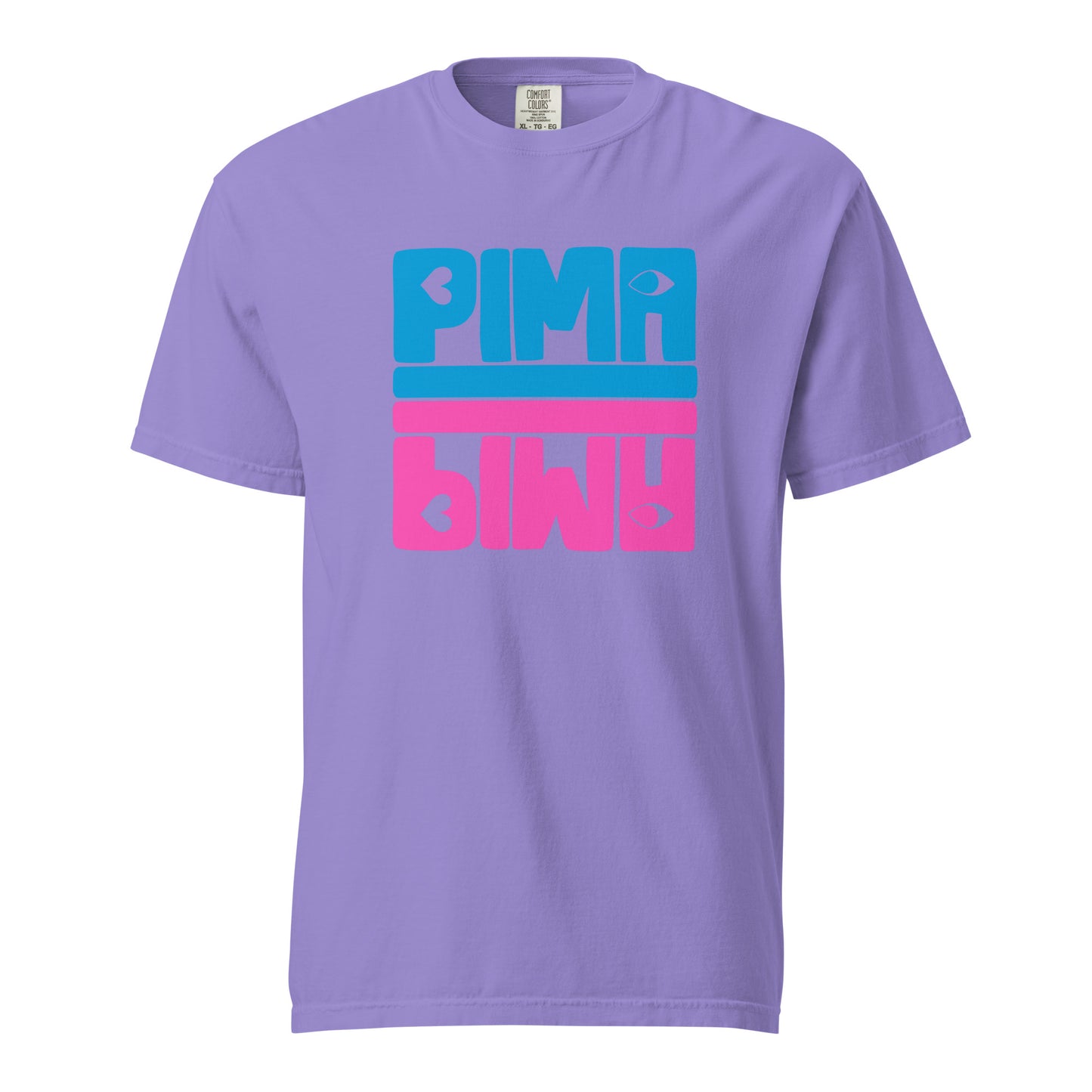 PIMA BLAU PINK -  Shirt mit Schrift