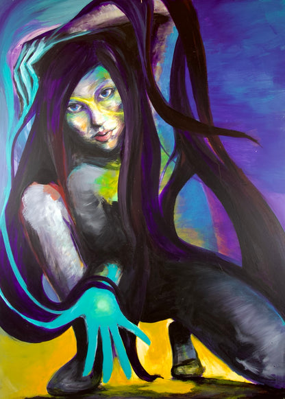 Alexandra by Pima contemporary fine art painting with acrylic color expressive surrealism