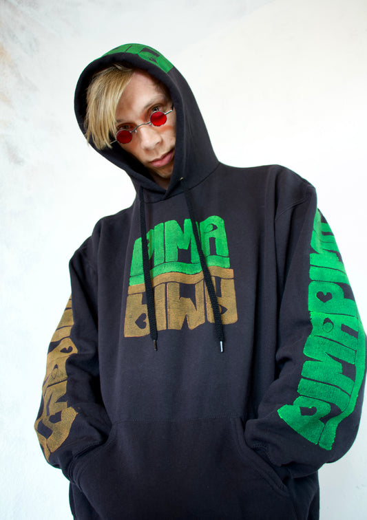 PIMAMIP UNIKAT GREEN - Handbedruckter Hoodie