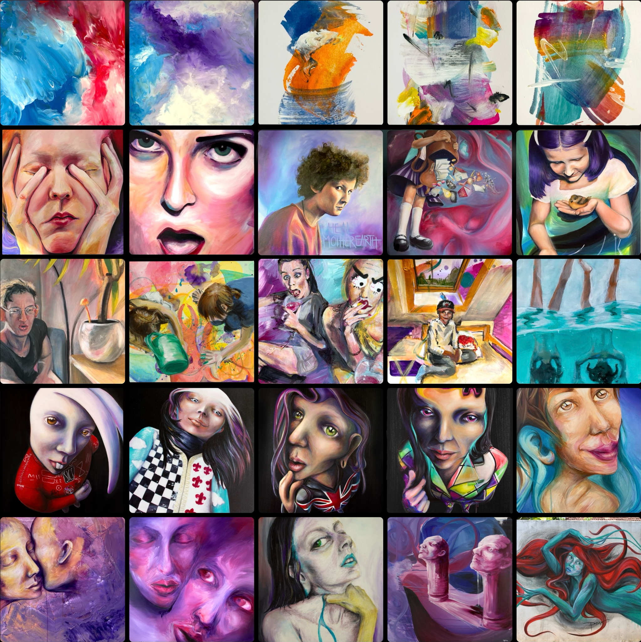 Acrylbildersammlung der Künstlerin Pima aus Berlin