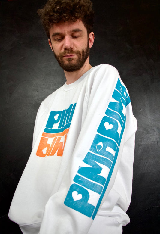 PIMAMIP UNIKAT ORANGE - Handbedruckter Sweater