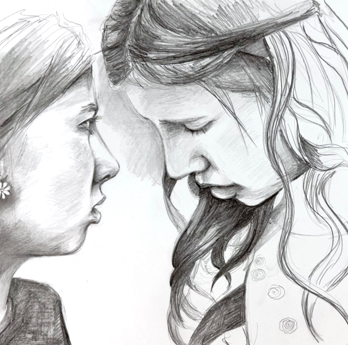 Handgezeichnetets Portrait eines Kindes mit Bleistift