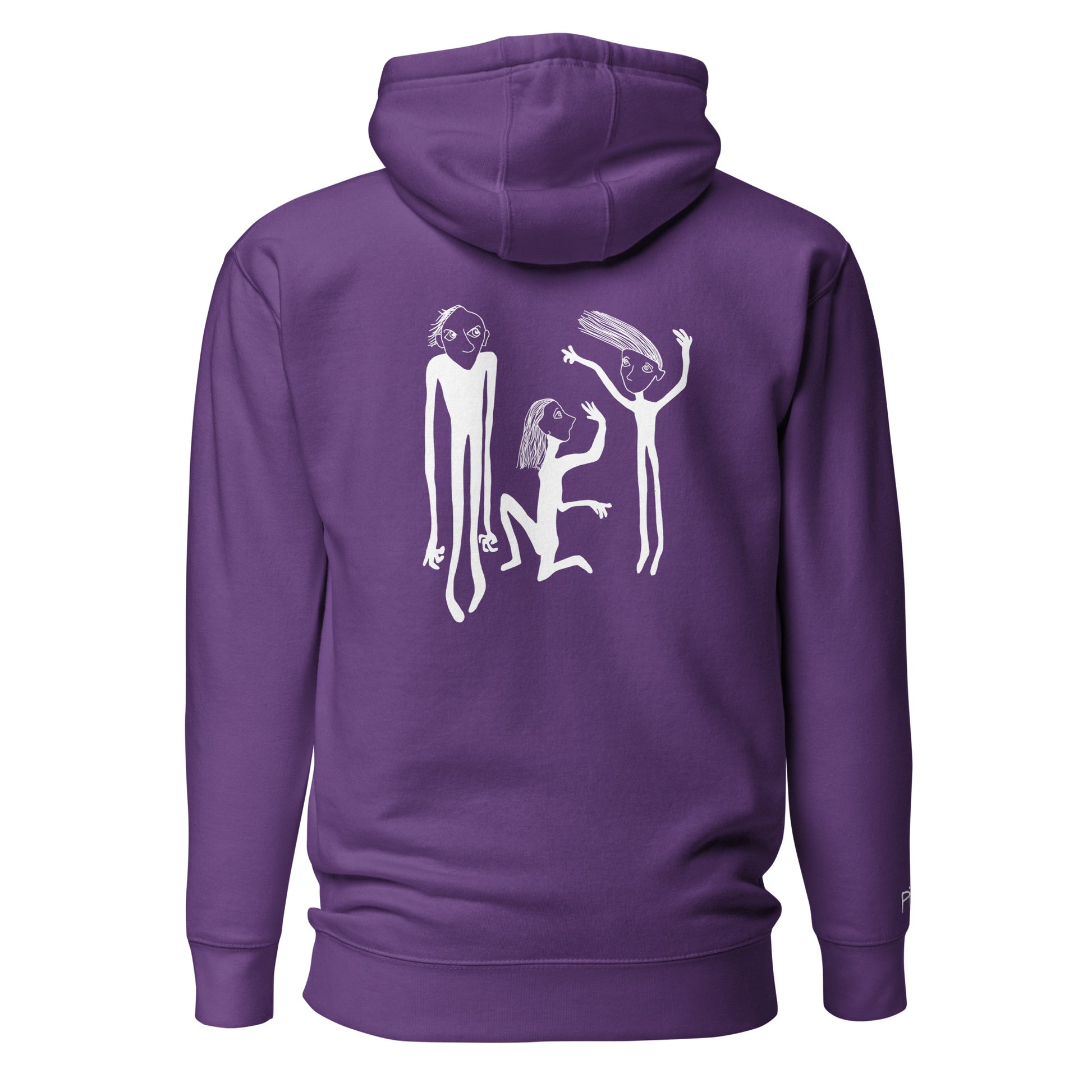 Unisex Hoodie mit Kunstprint STREITSCHLICHTER von PIMA, illustrierte Figuren auf weichem Stoff in Lila