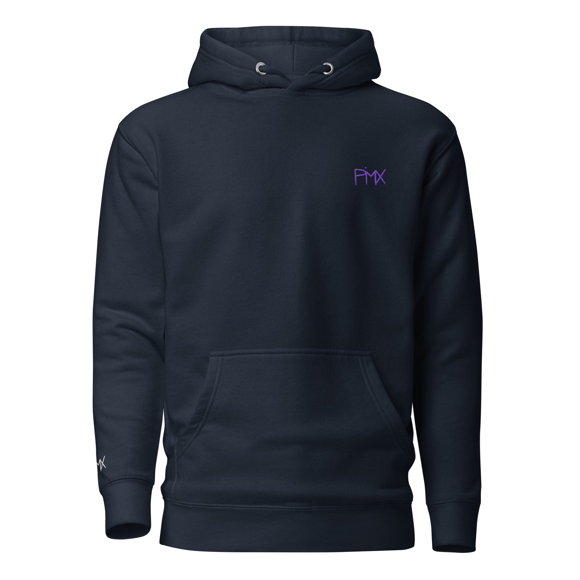 Unisex Hoodie mit Kunstprint STREITSCHLICHTER von PIMA, illustrierte Figuren auf weichem Stoff in Navy Blau