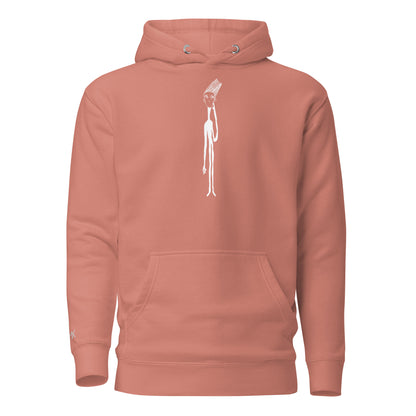 Unisex Hoodie mit Kunstprint THINK von PIMA, handillustrierte Figur auf weichem Stoff in Altrosa